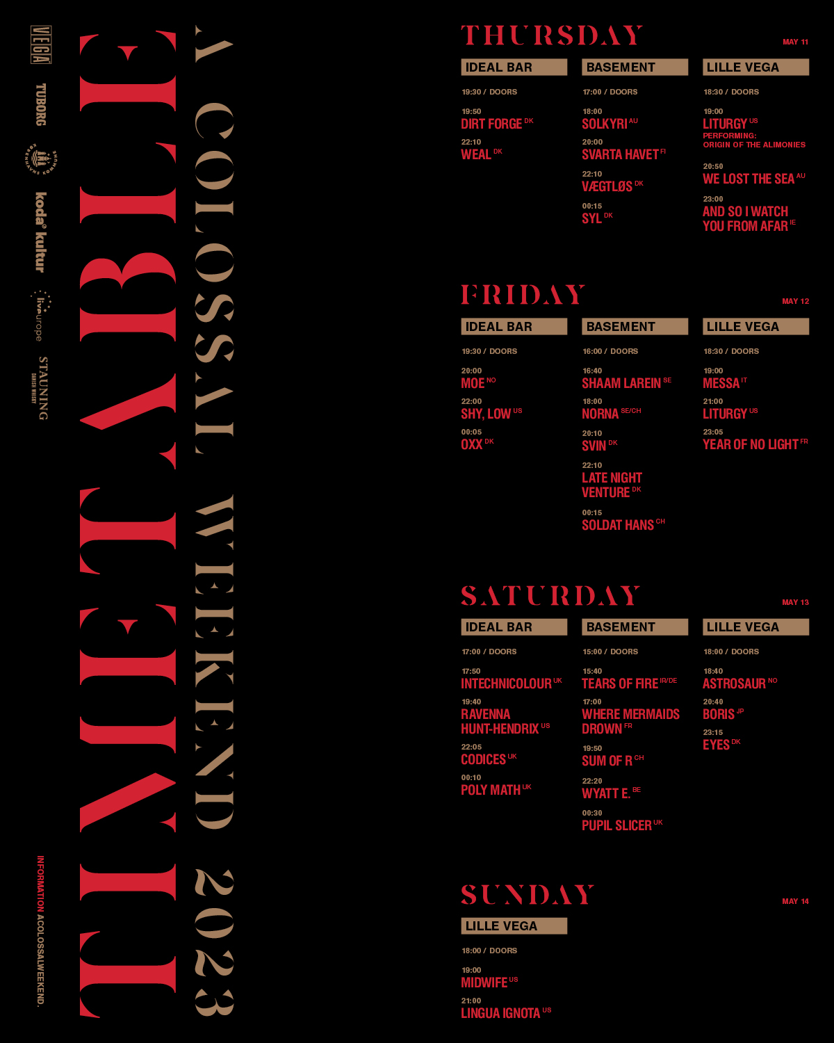 Timetable of Colossal Weekend